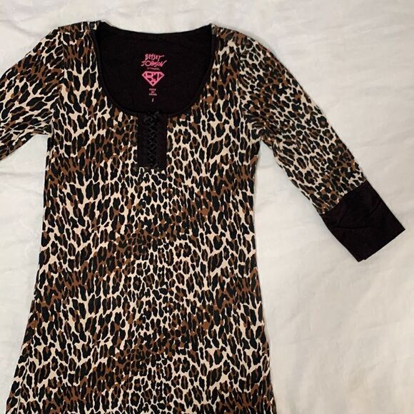Betsey Johnson Intimates Leopard Print Nightie Pajama Gown Top Size S - Picture 3 of 11